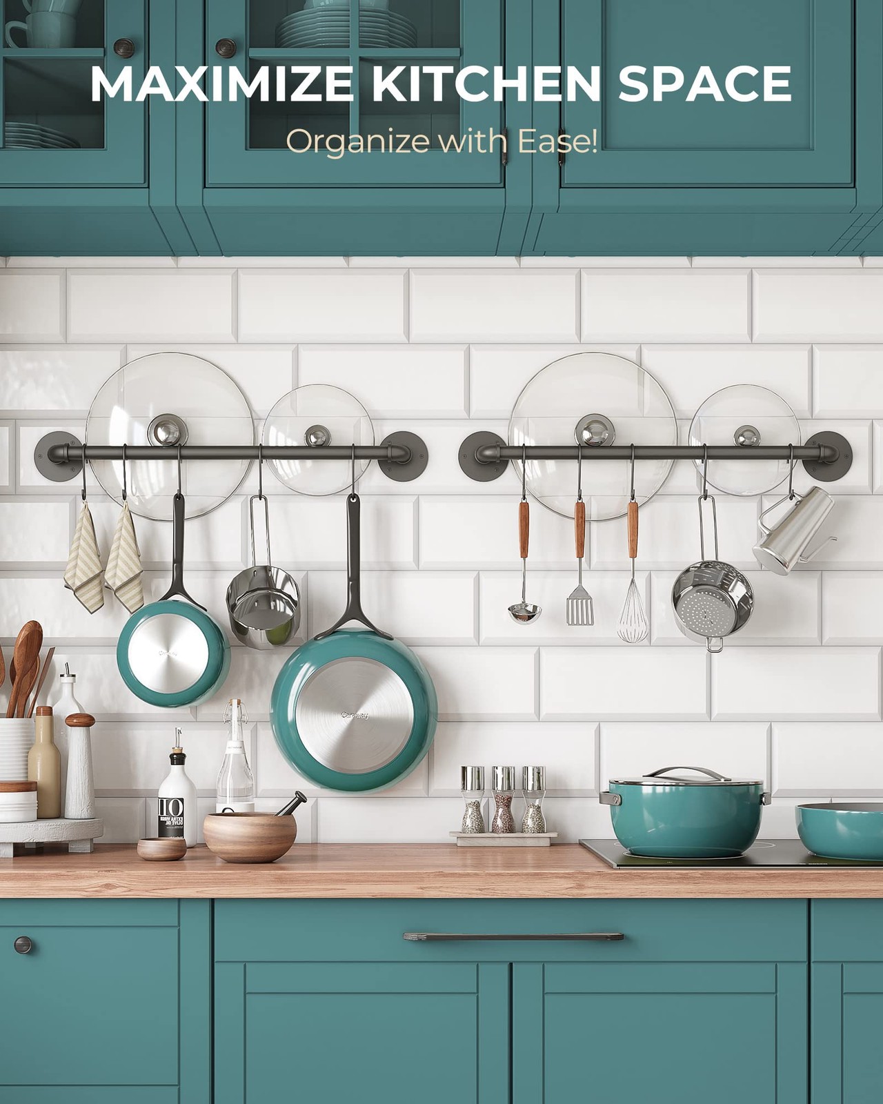 Oropy Wall Mounted Pot Pan Rack 21 Set Of 2 Industrial Utensils Wall Hanger