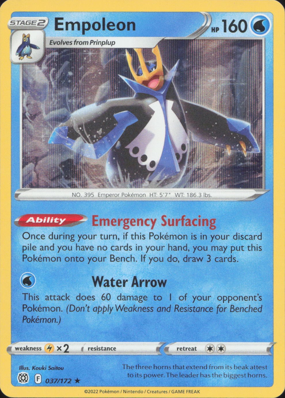 Pokemon Empoleon 037/172 Holo Rare Brilliant Stars Near Mint