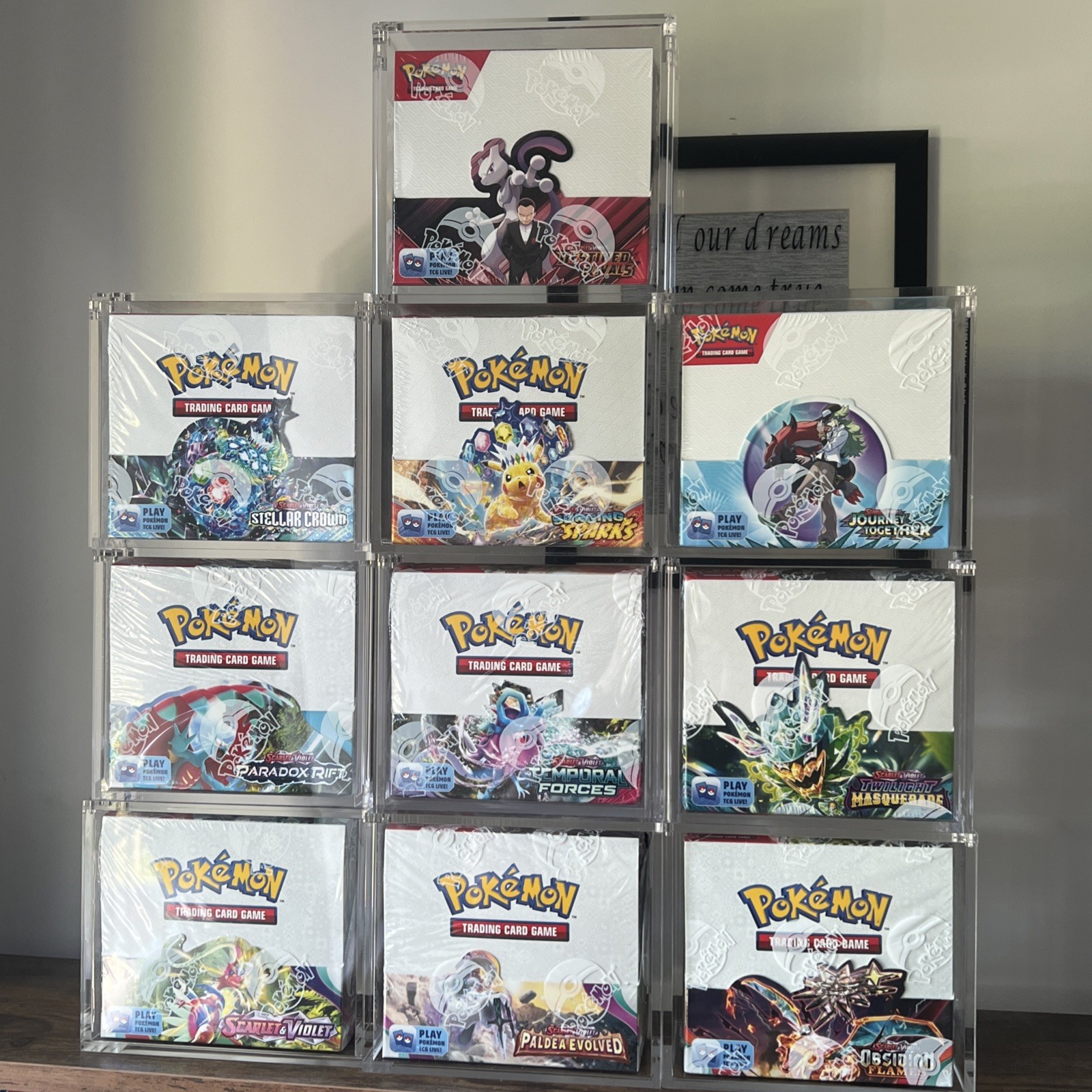 Complete Scarlet & Violet SEALED Booster Box Collection – Includes Acrylic Cases