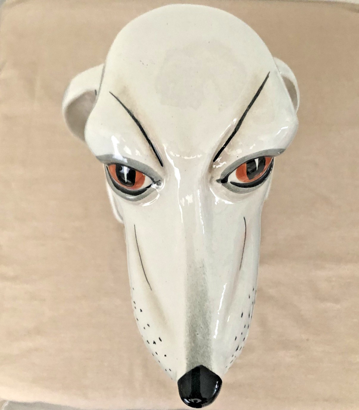 VINTAGE ITALIAN CERAMIC DOG 23” HOLLYWOOD REGENCY BASSANO STYLE SAD EYE – DECOR