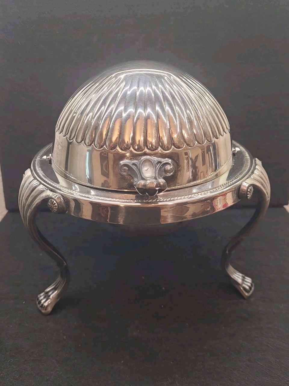 Vtg F.B. Rogers Silver Plate Co. 373 Dome Caviar / Butter Server w/ Glass Dish