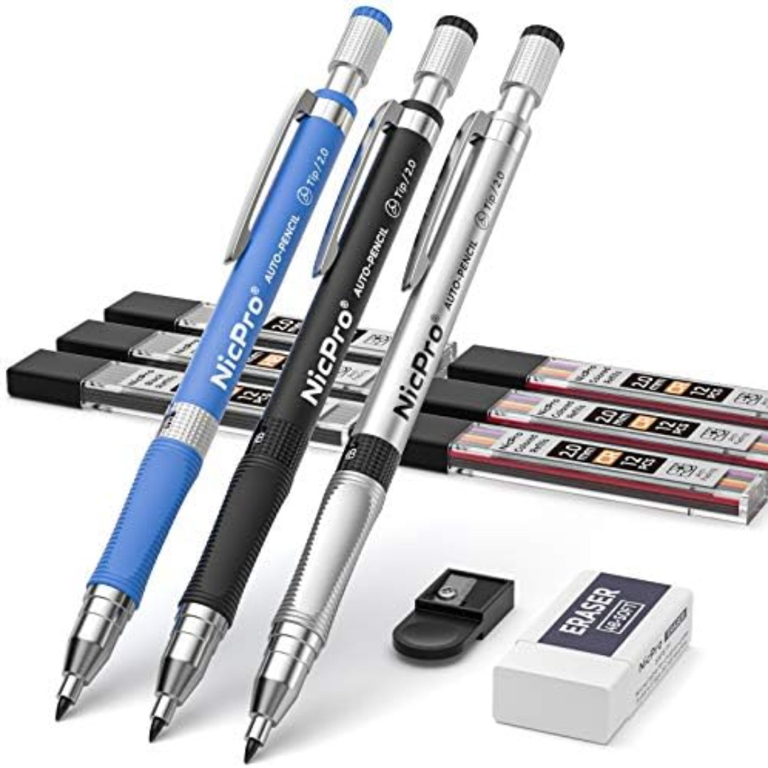 11 Pieces 2Mm Mechanical Pencil Set, 3 PCS Carpenter Drafting Pencil 2.0 Mm For