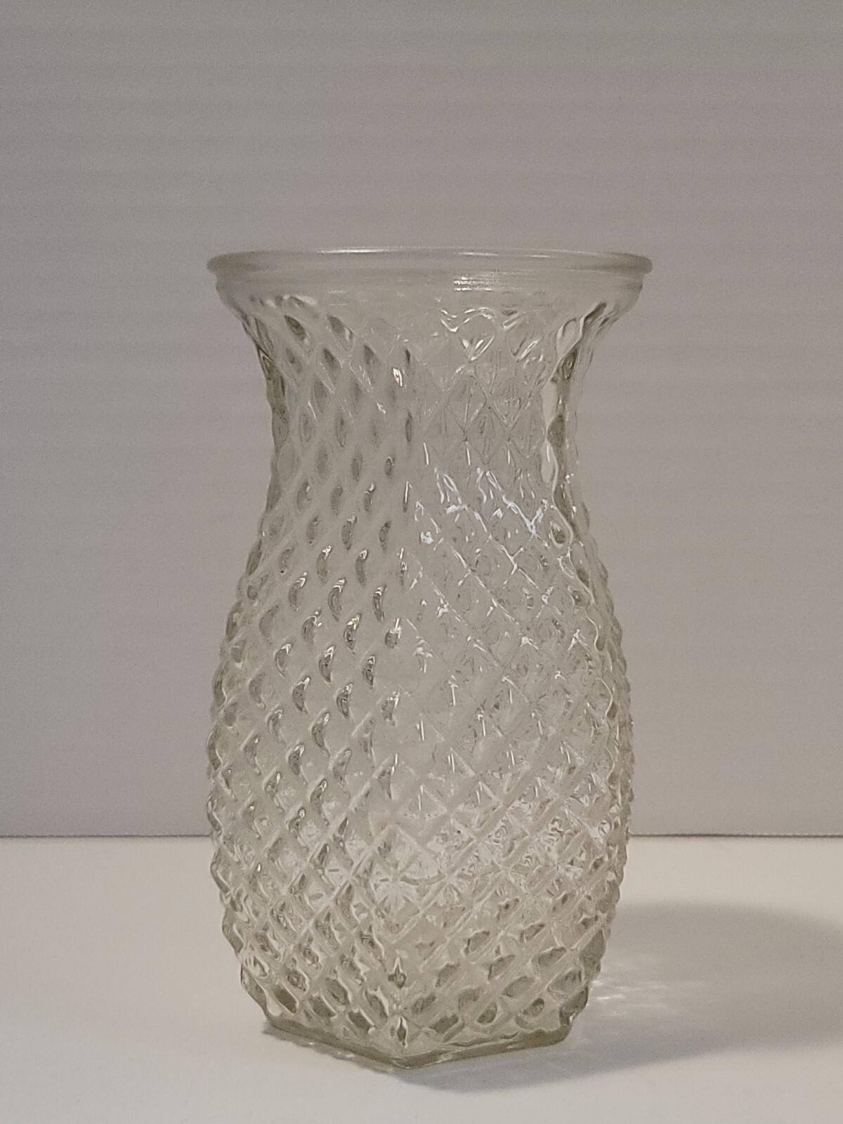 Hoosier Glass Diamond Pattern Vase 5-3/4 Inches Tall X 3 Inches Wide