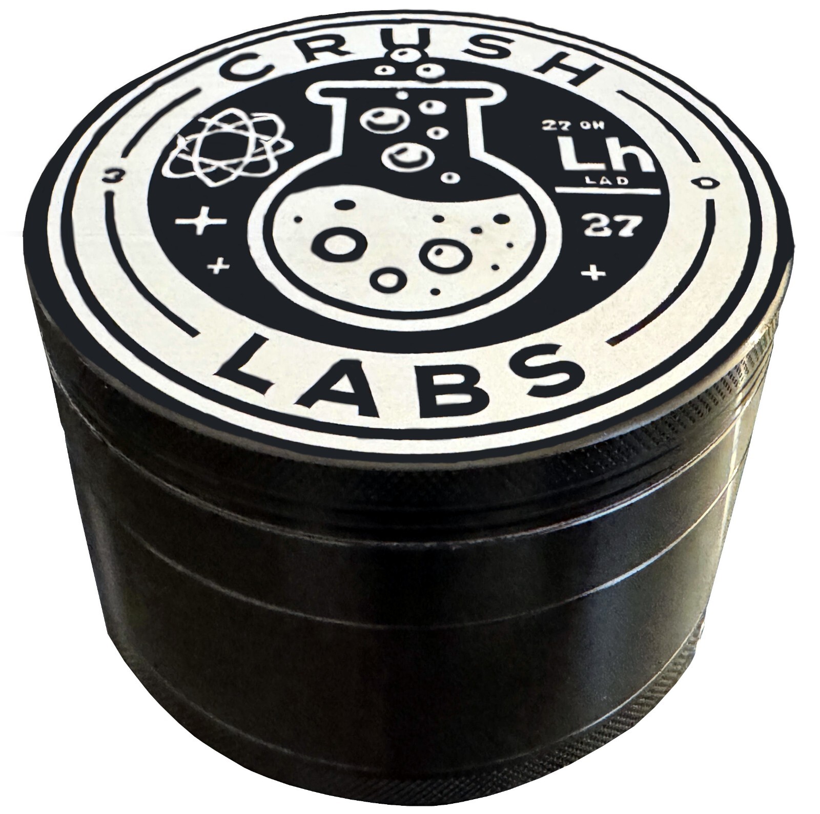 CRUSH LABS 4PC 4″-Inch (100mm) Aluminum Herb Grinder – BLACK Anodized Quality