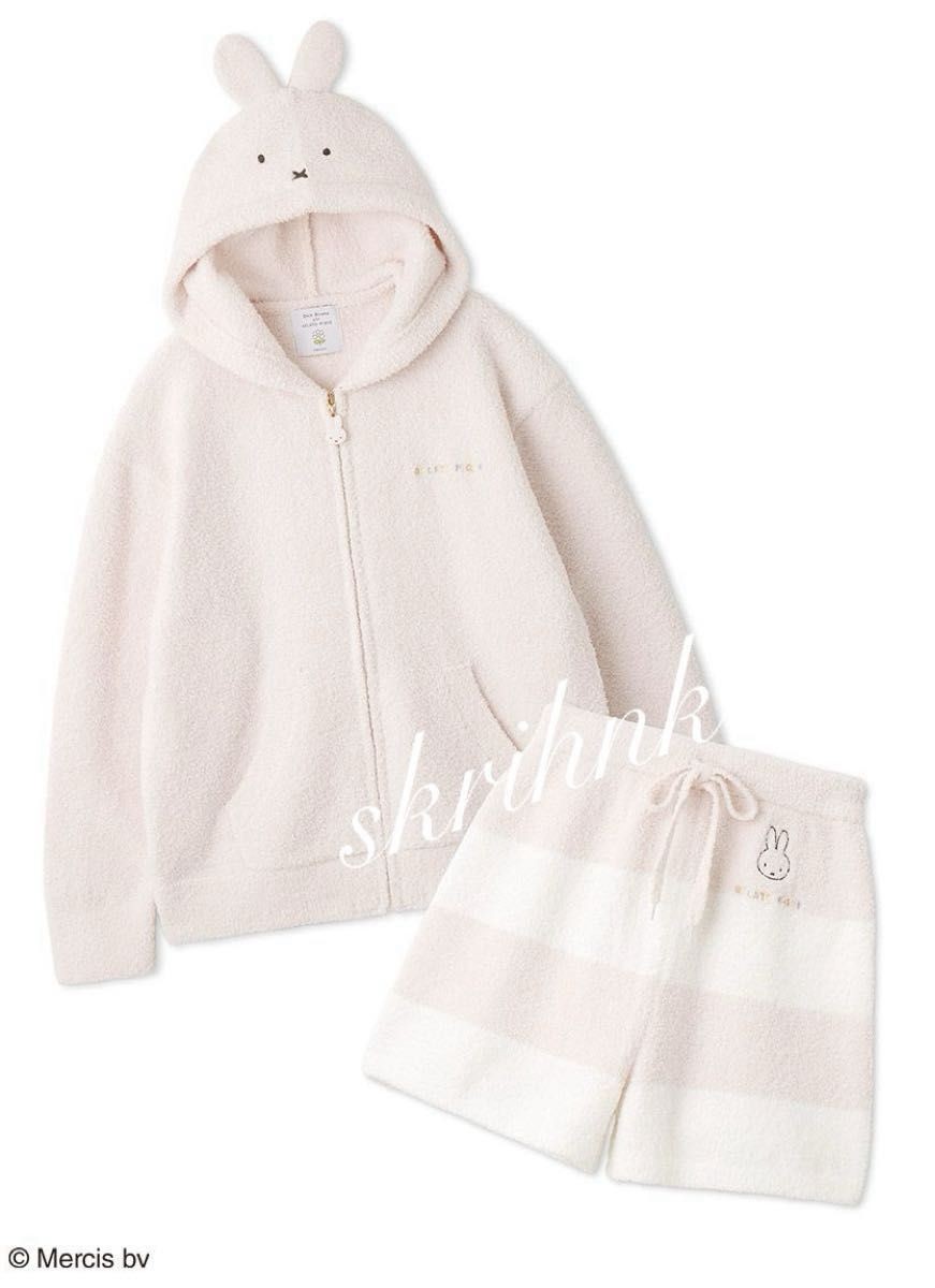 Gelato Pique x Dick Bruna Miffy Baby Pink Fuzzy Hoodie & Shorts Set Limited