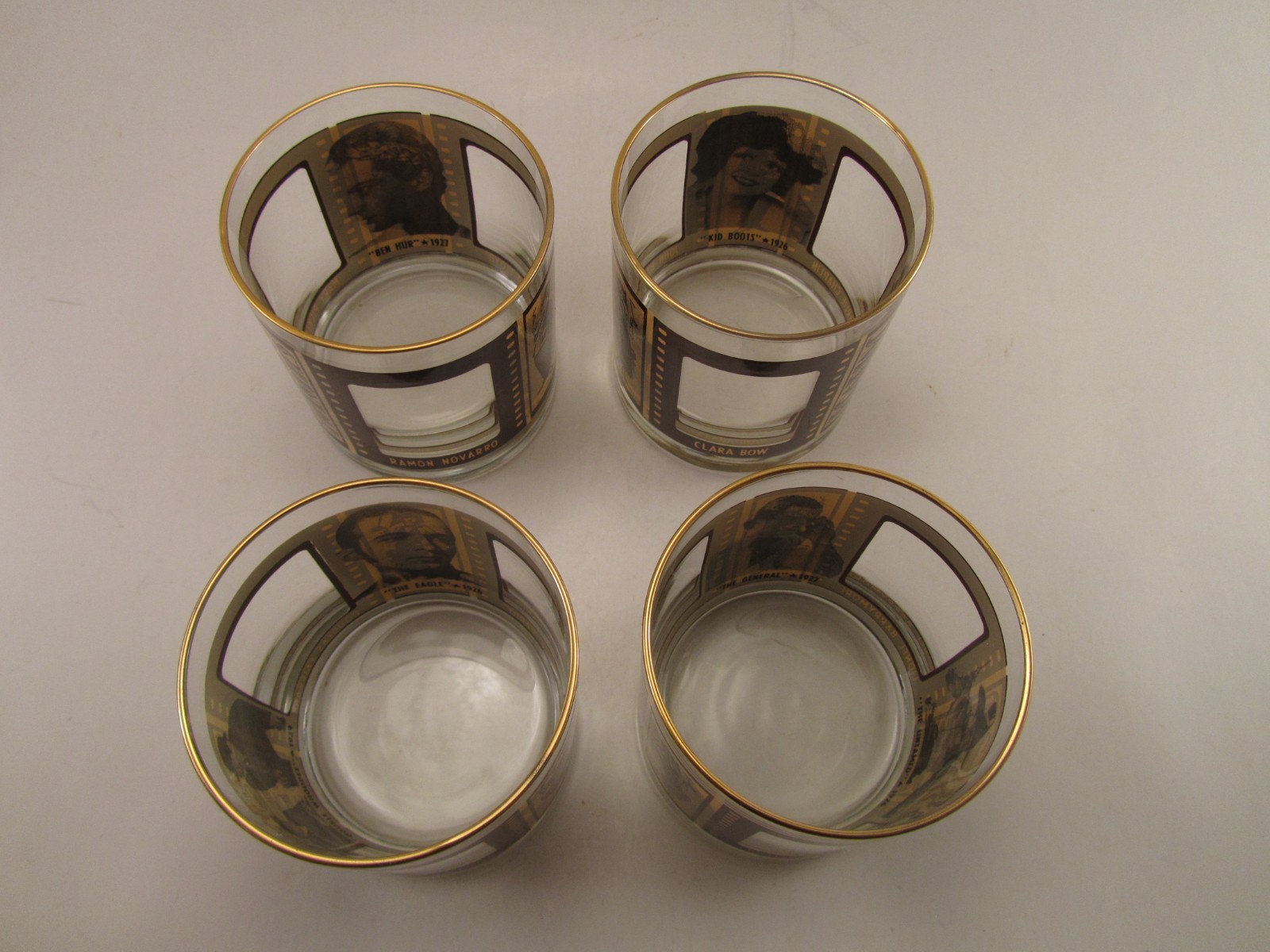 4 Roaring 20’s Twenties Bar Glasses Art Deco Peek A Boo Whiskey Cocktail Rocks
