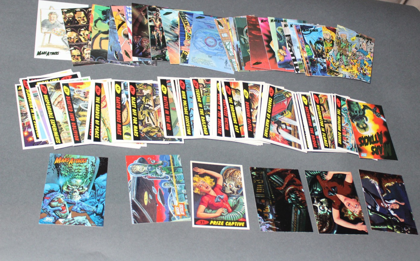 Topps Mars Attacks 106 Piece Vintage Trading Cards Set Complete 1994 And Bonus