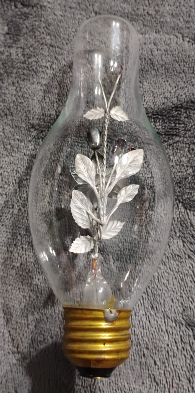 Vintage 1960s Aerolux Orange & Green Flowers and Leaves Vintage Argon Light Bulb