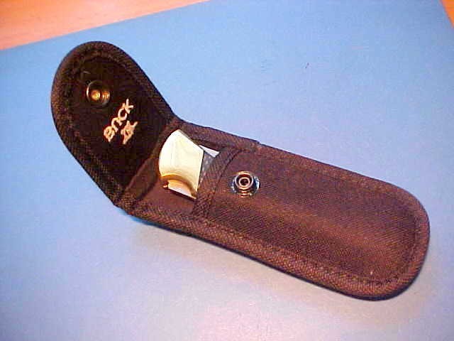 CUSTOM BUCK 110 KNIFE FAMILY EDITION CARBON FIBER HANDLE TIN BOX PIN SHEATH CARD