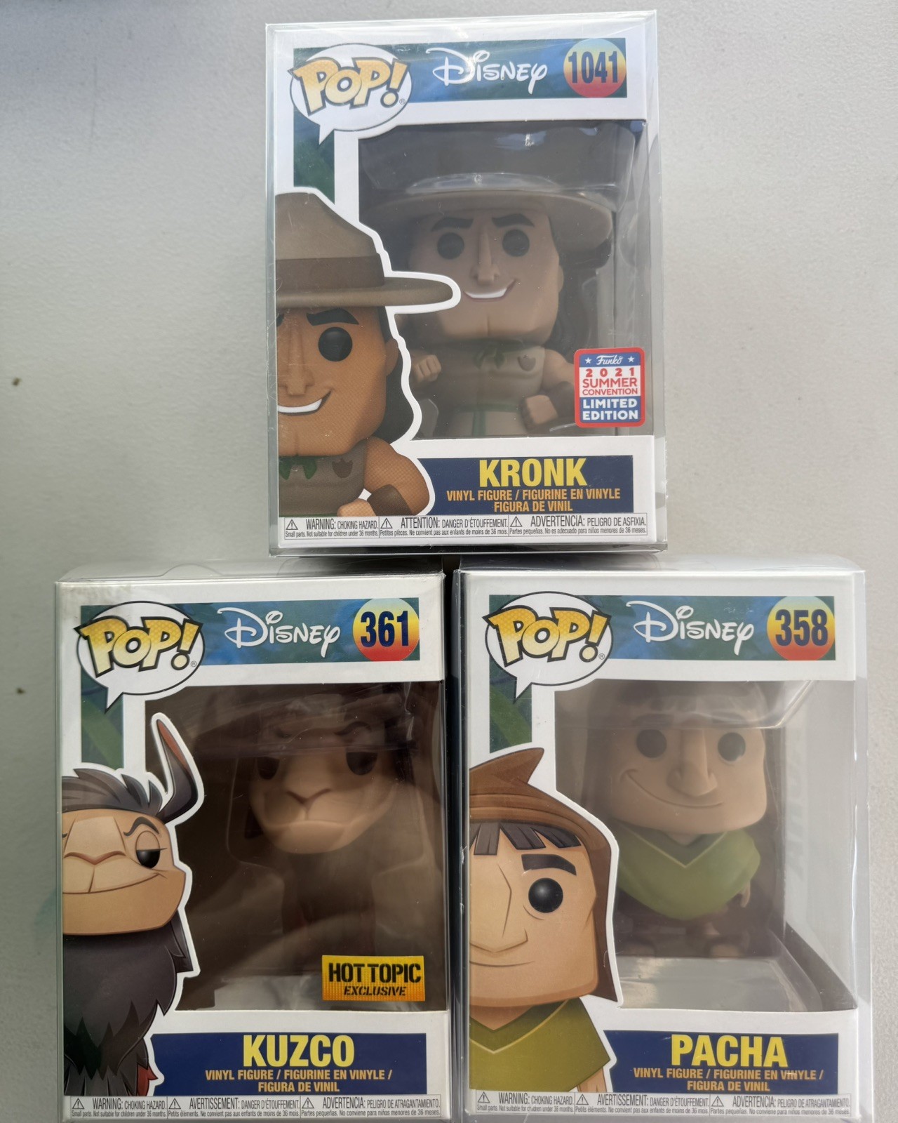Disney The Emperors New Groove Funko Pop Figure Set of 3 Kuzco Kronk Pacha