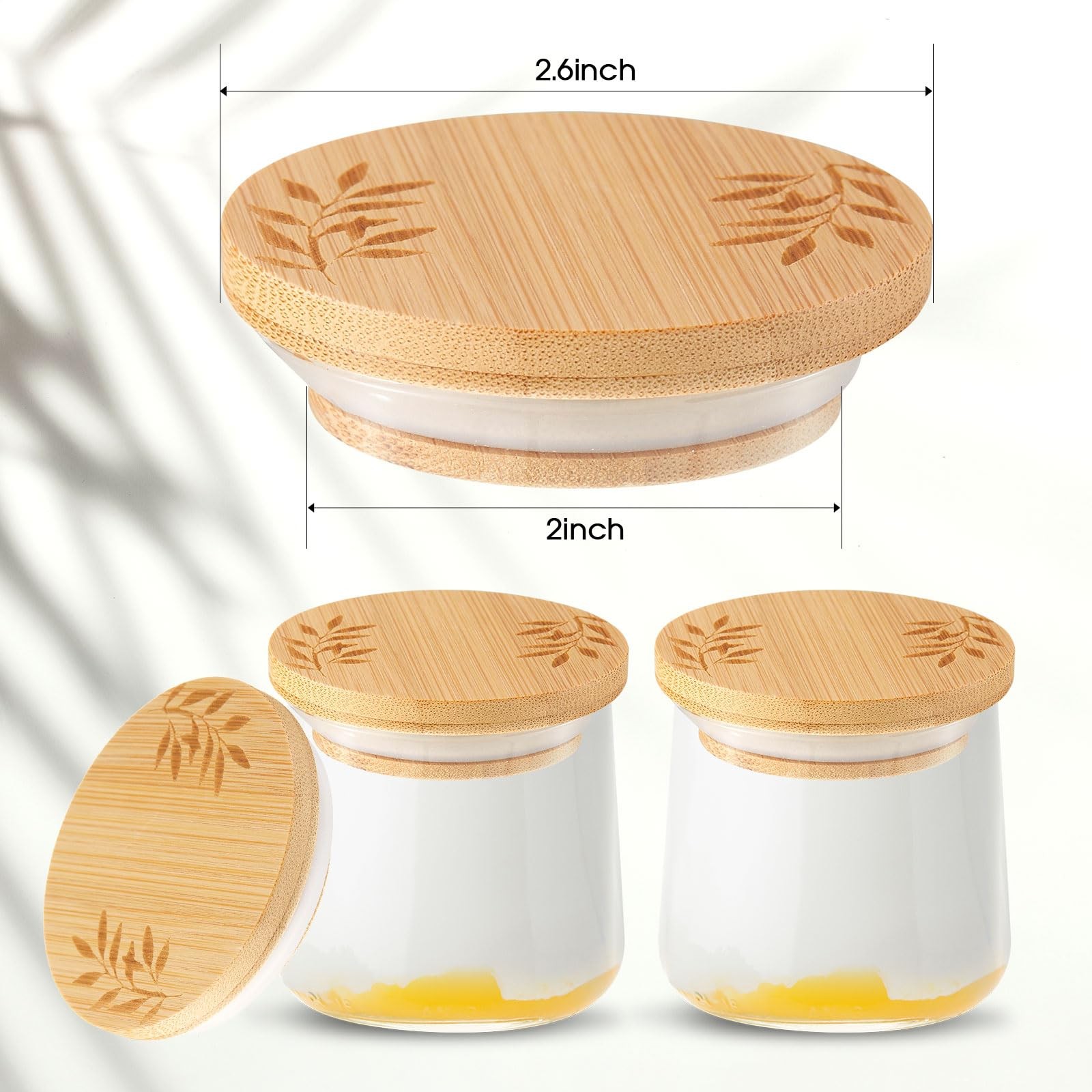6 Pcs Yogurt Jar Lids Set Compatible with Oui Jars Bamboo Wooden Brown