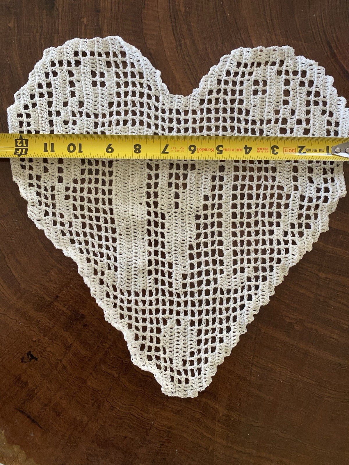 Handmade Crochet Doily Filet Monogram Heart Letter M White
