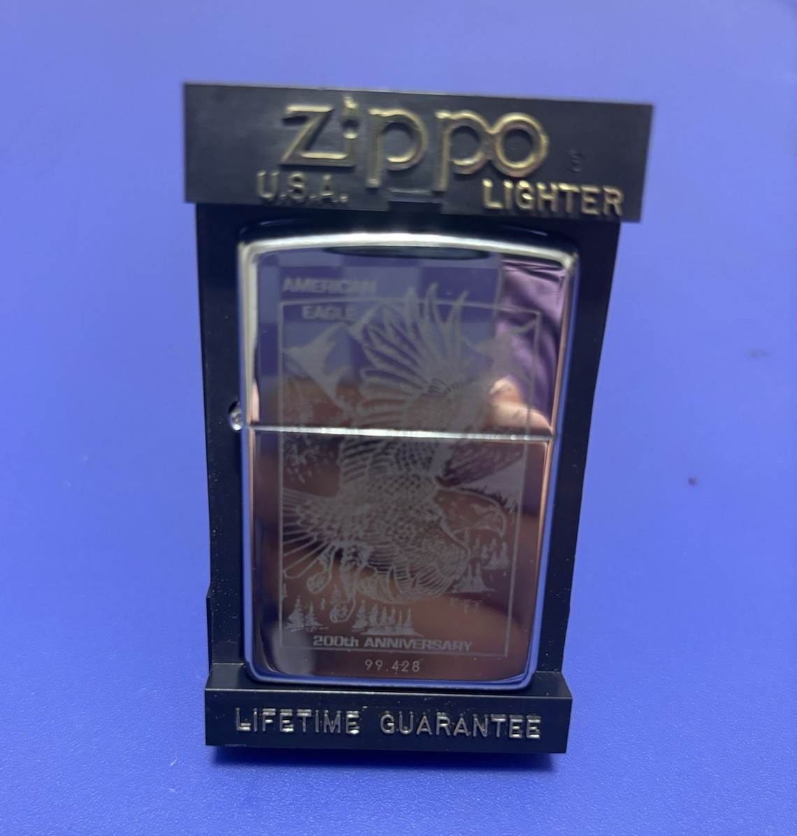 1995 Zippo American Eagle 200th Anniversary Limited E. #99428 Chrome Lighter XL