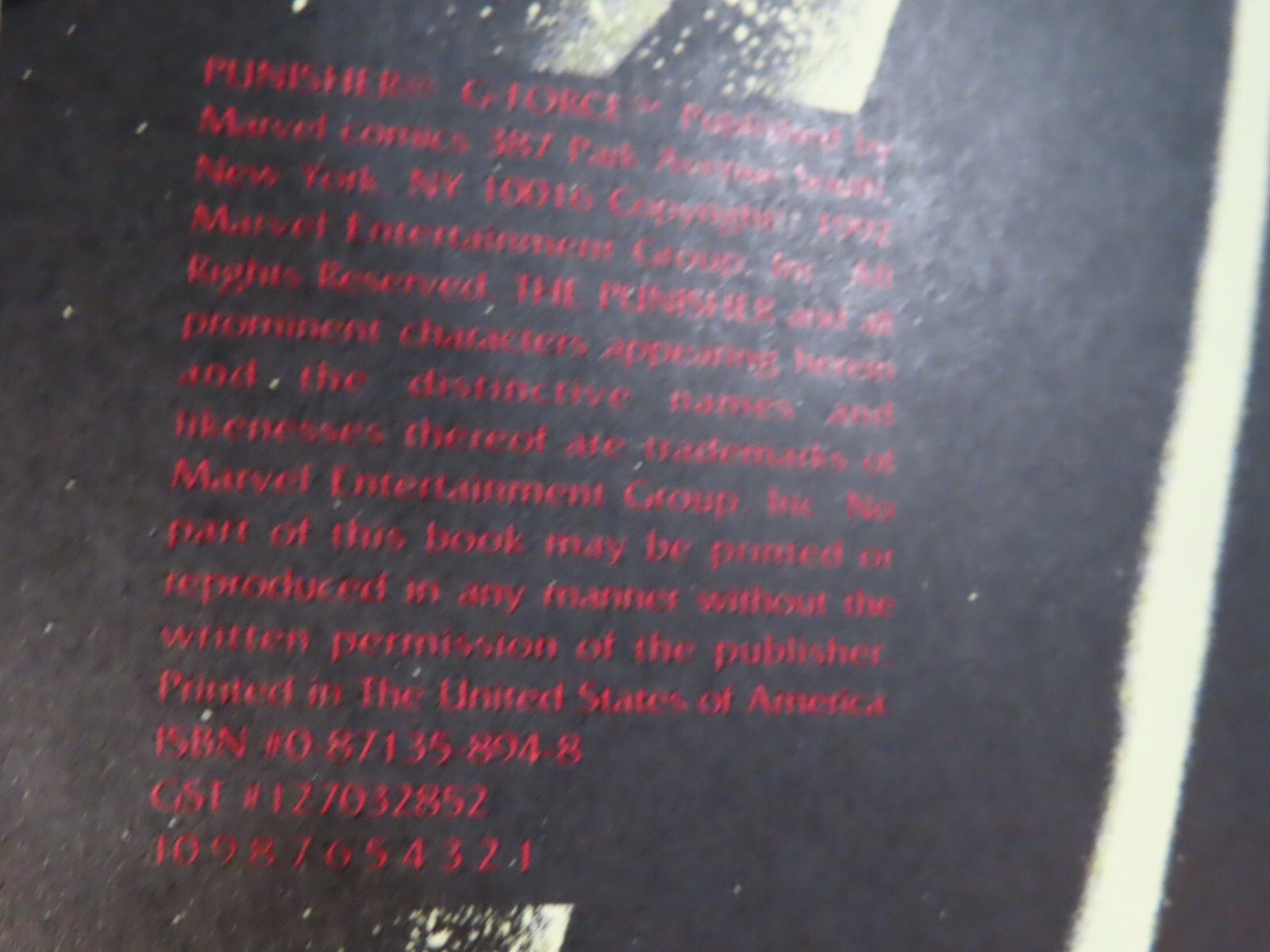 1992 MARVEL Comics THE PUNISHER: G Force – 1st Print – TPB – NM/MT