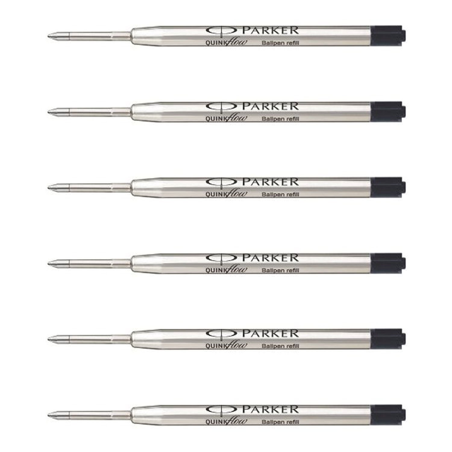 5 X Parker Quink Flow Fine Jotter Ballpoint Pen Refills, 0.8MM Nib, Black Ink