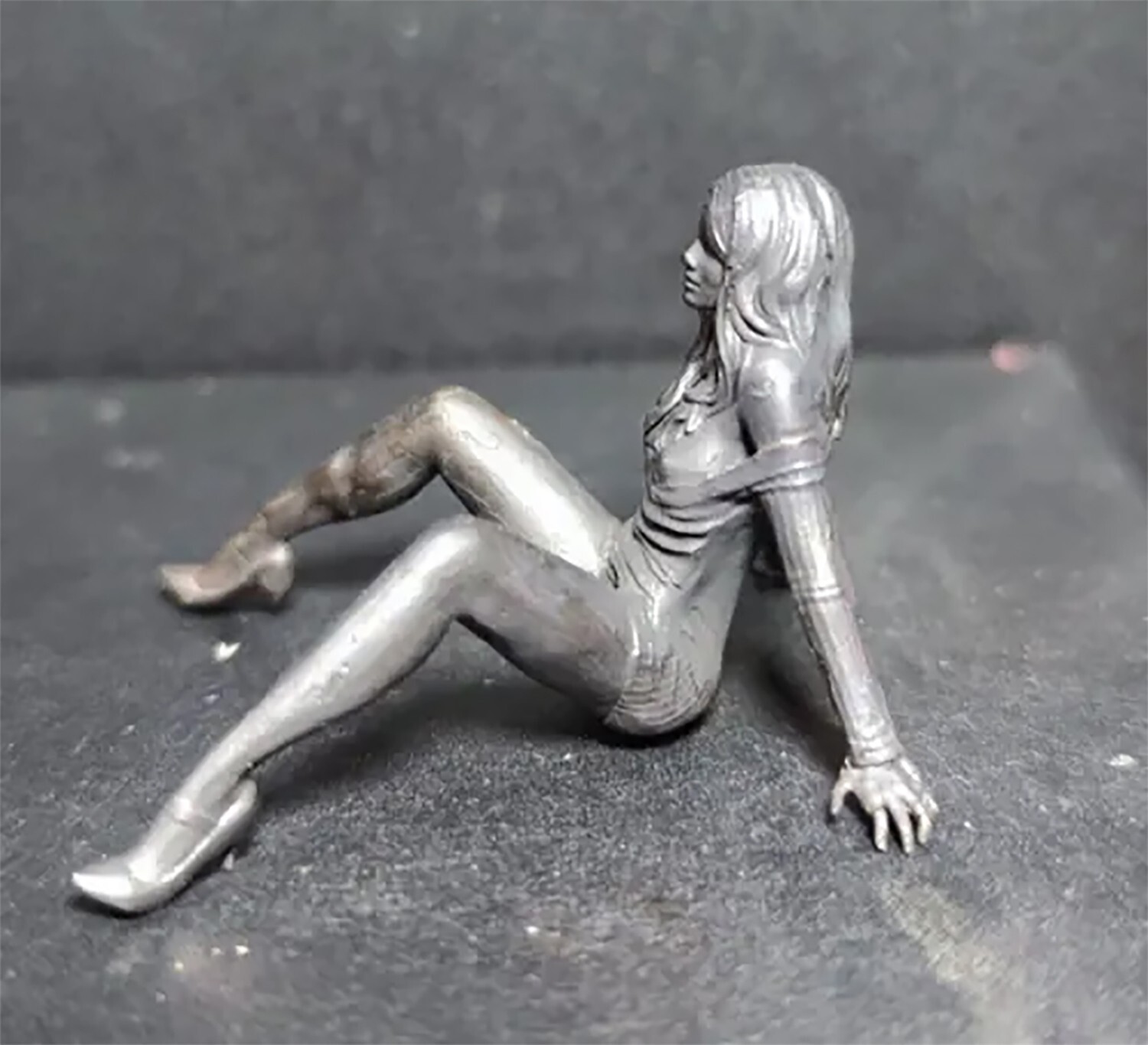 Black Solid Bronze Temptation Nude Girl Statue Art Beauty Open Legs Body Decor