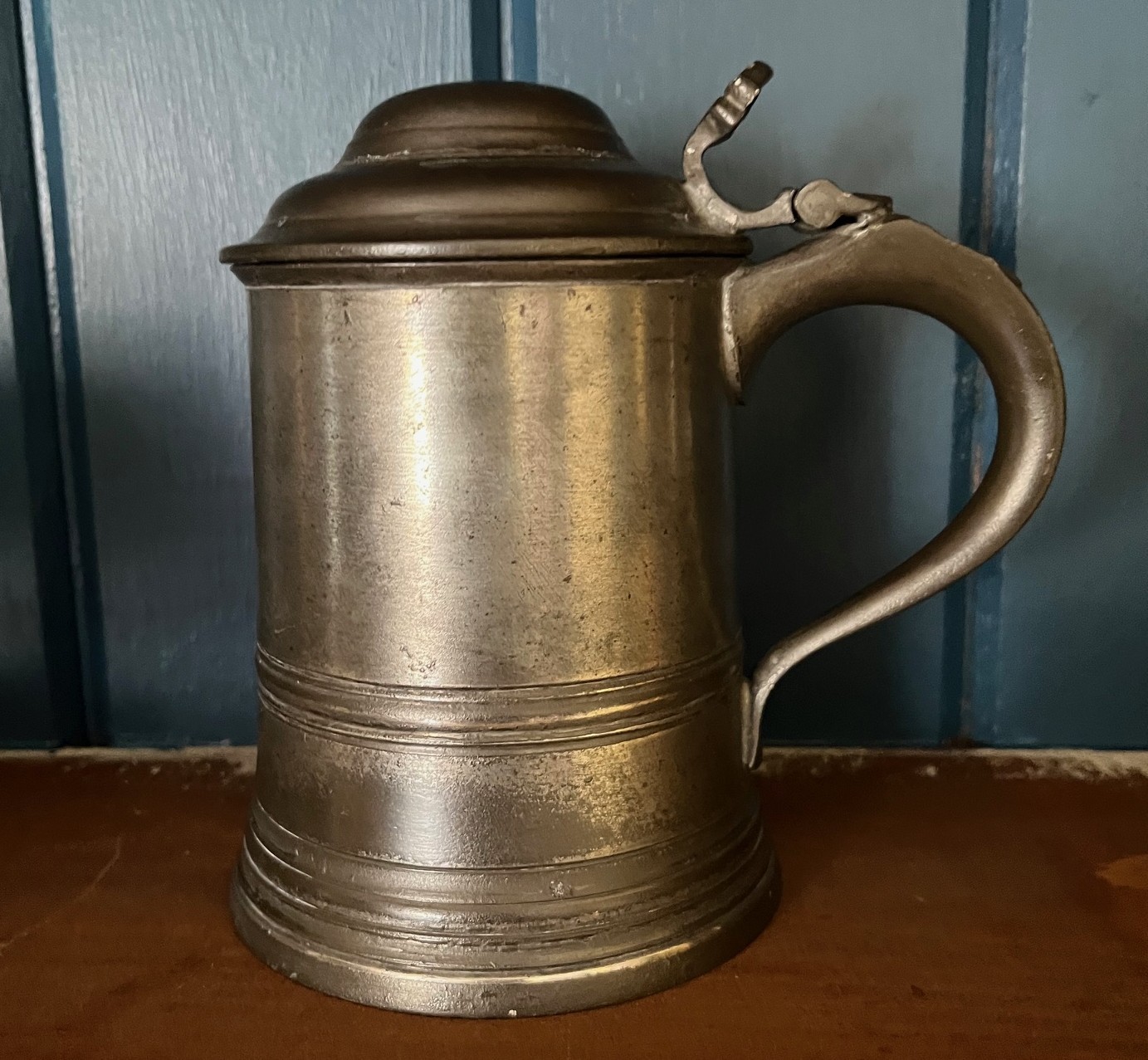 Antique English Pewter Mug Tankard ca. 1860 RARE Transitional Maker Stamp