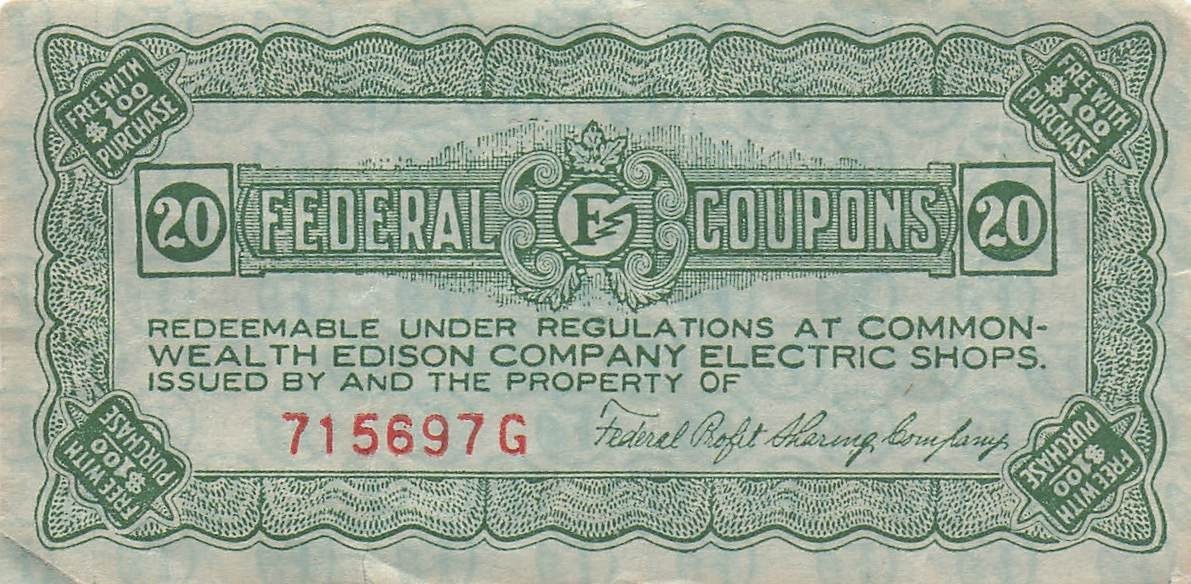 USA / Commonwealth Edison Co. Chicago ,IL. Coupon 1920’s Circulated Coupon SF 9