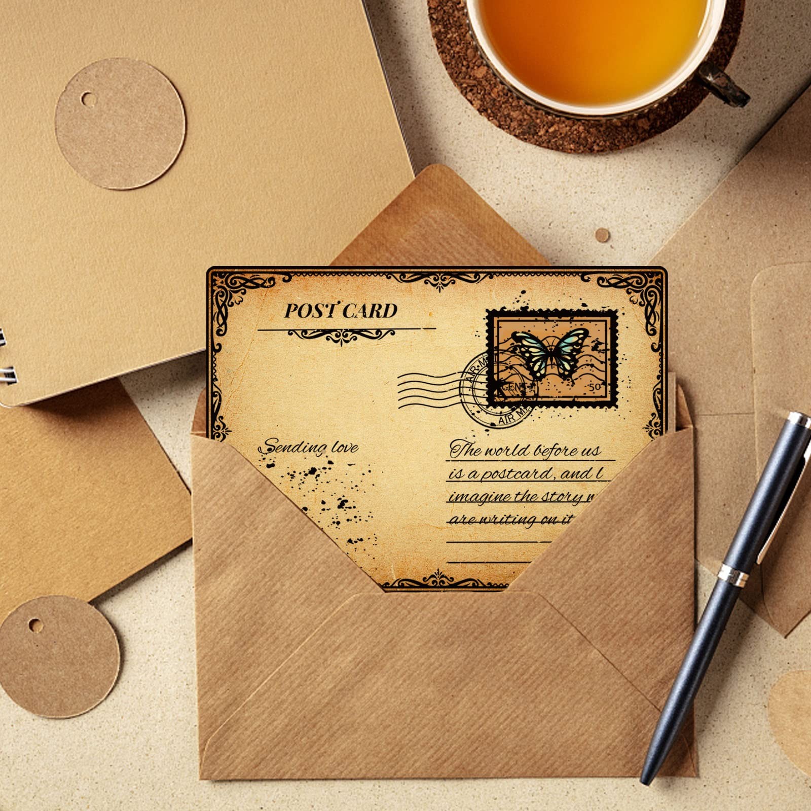 GLOBLELAND Postcard Border Edge 4.3 x 6.3 inches, 13-postcard