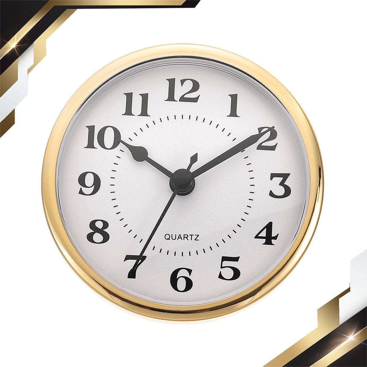 3.5″ 90mm Quartz Arabic Clock Insert Fit 78mm/3.1″ Gold/White, Style 4