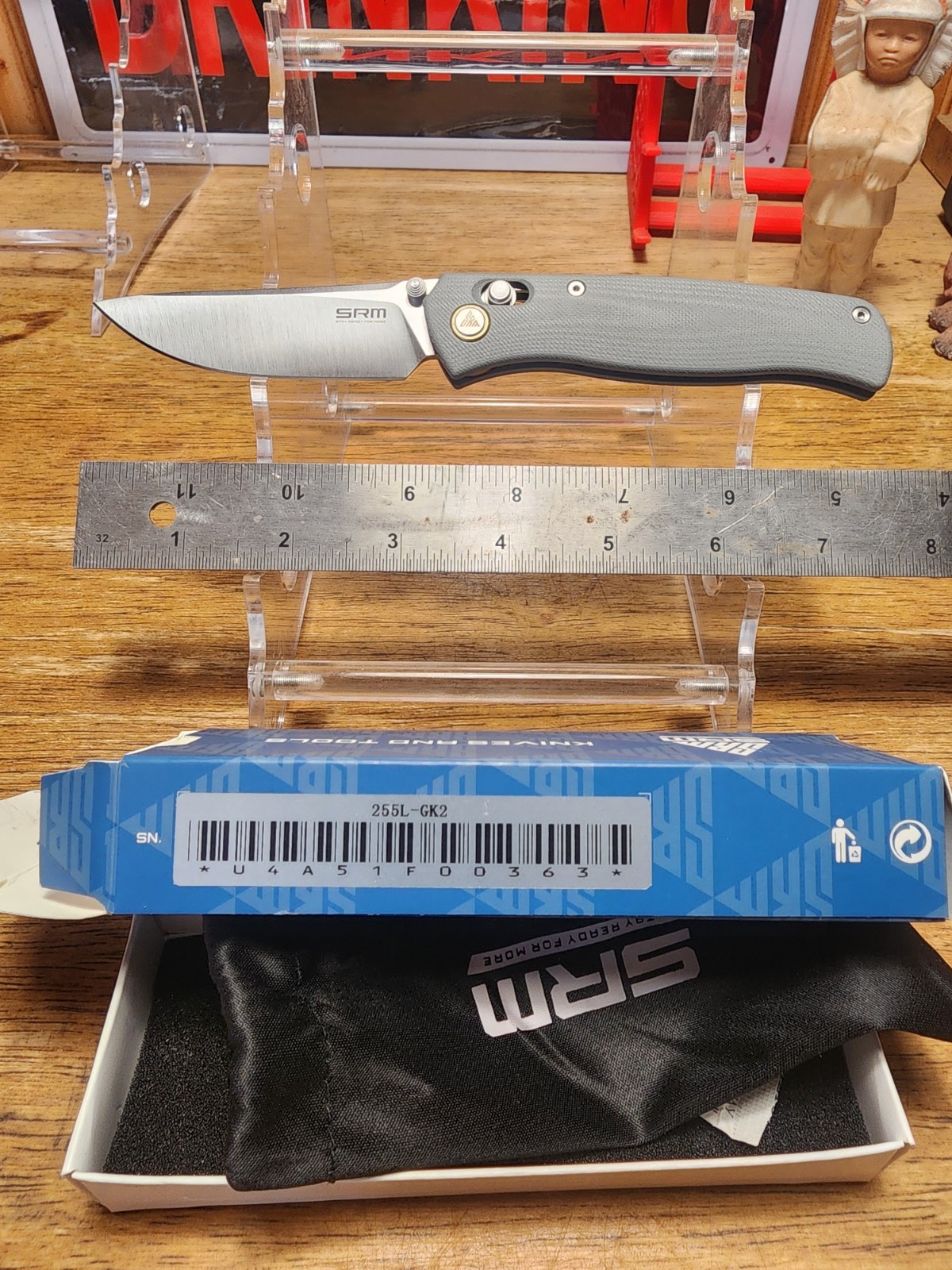 SRM 255L-GK2 Ambi Lock Folding Knife 3.2″ 10Cr15CoMoV Steel Gray G10 EDC Pocket