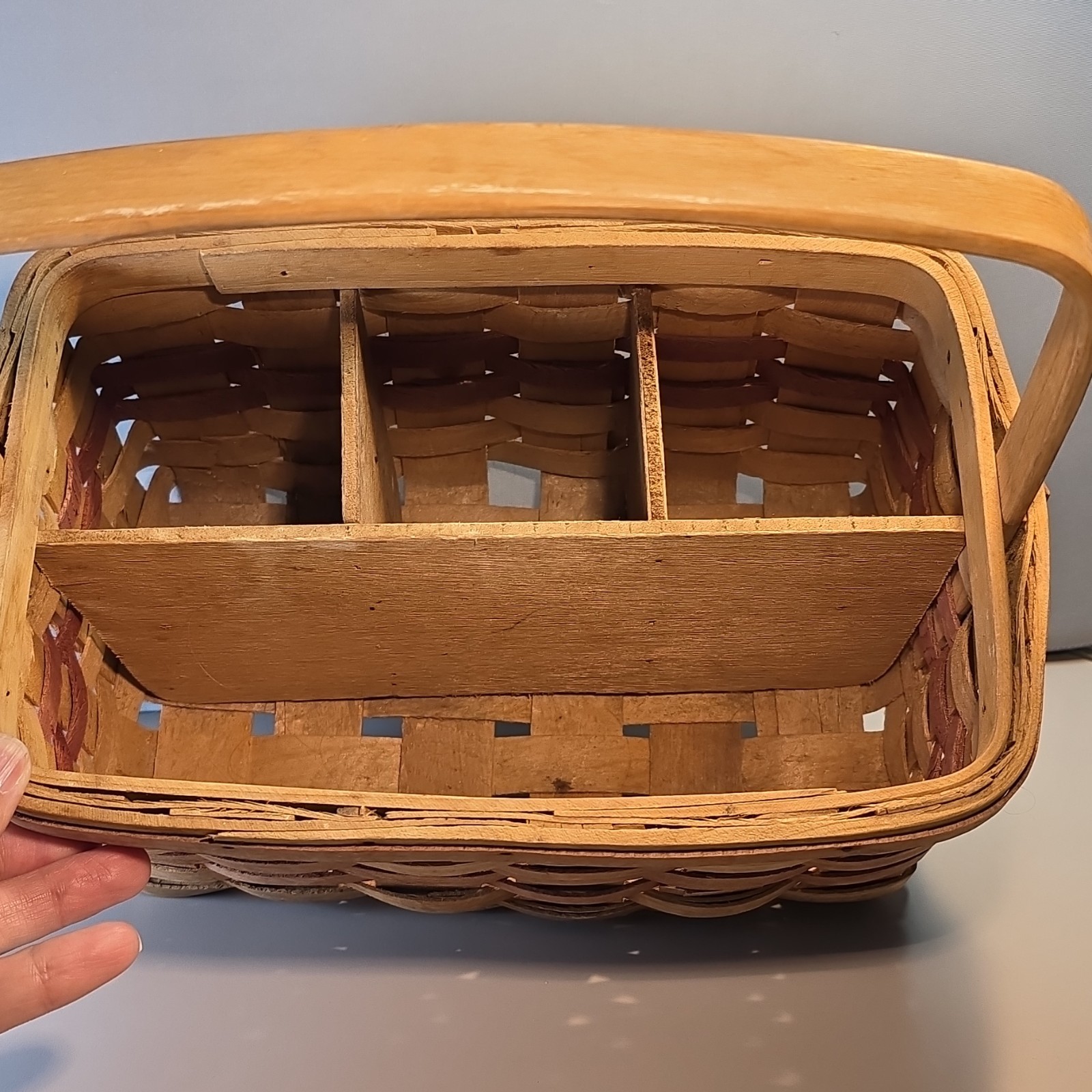 Rectangular Utensil Caddy Basket 4-Section Divider Swing Handle