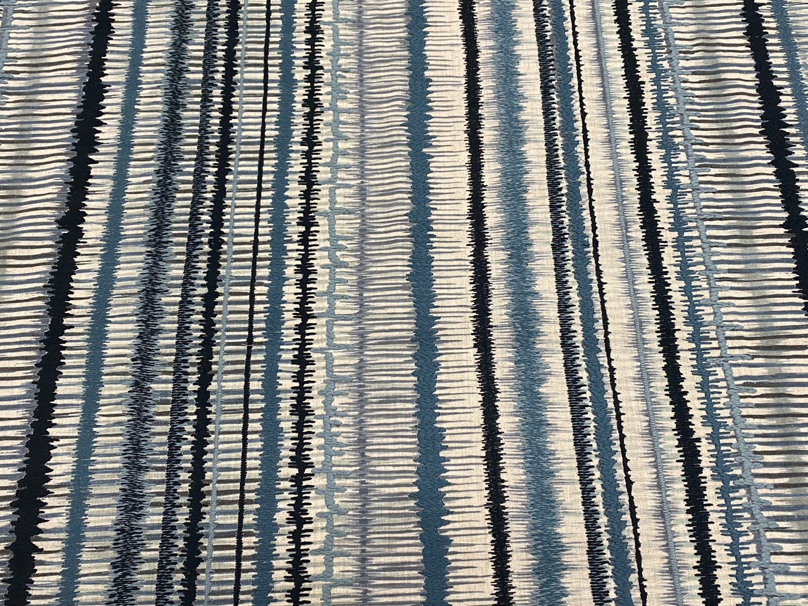 Baker Lifestyle Embroidered Printed Stripe Fabric- Toledo Indigo 6 yds PP50444.1