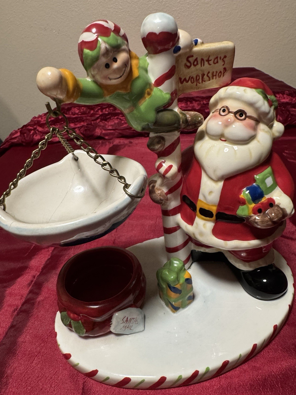 Novelty’s Santa with Elf In Workshop Tabletop Decorative Figurine Christmas