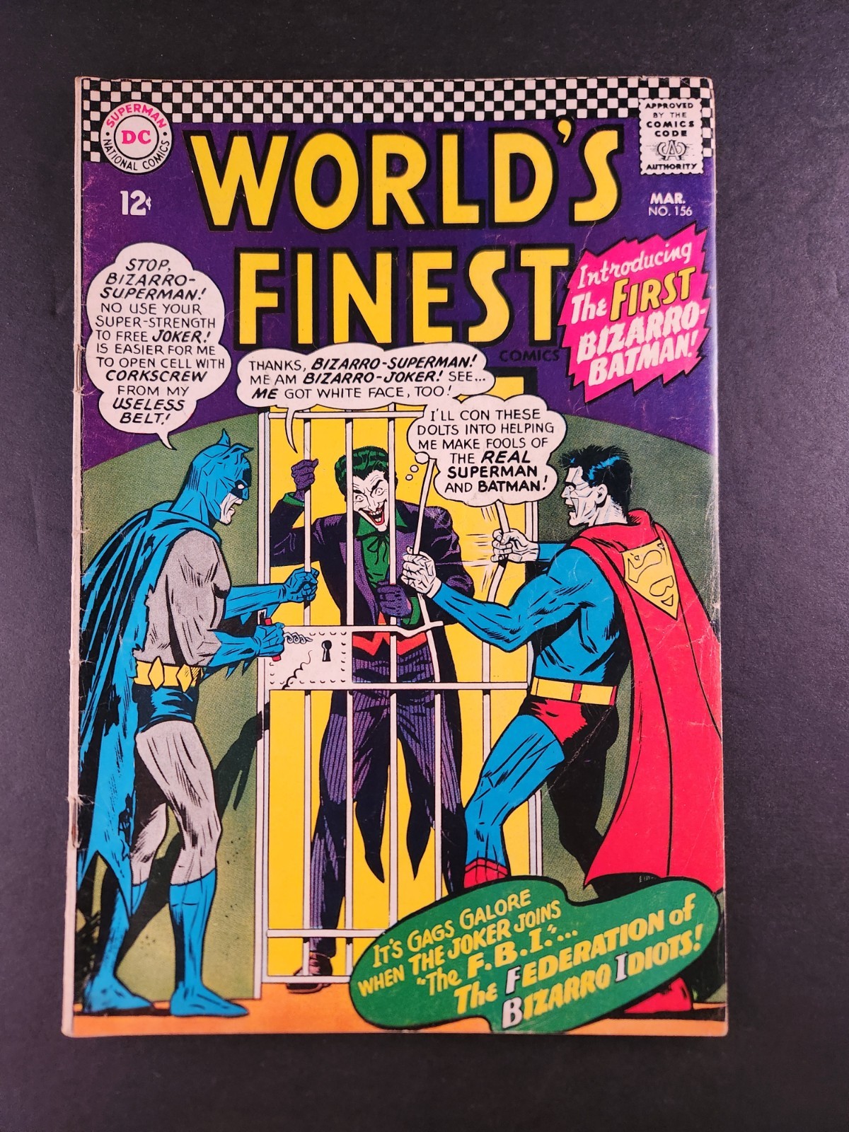 WORLD’S FINEST COMICS #156 (DC 1966) 1st Appearance BIZZARO BATMAN VG-