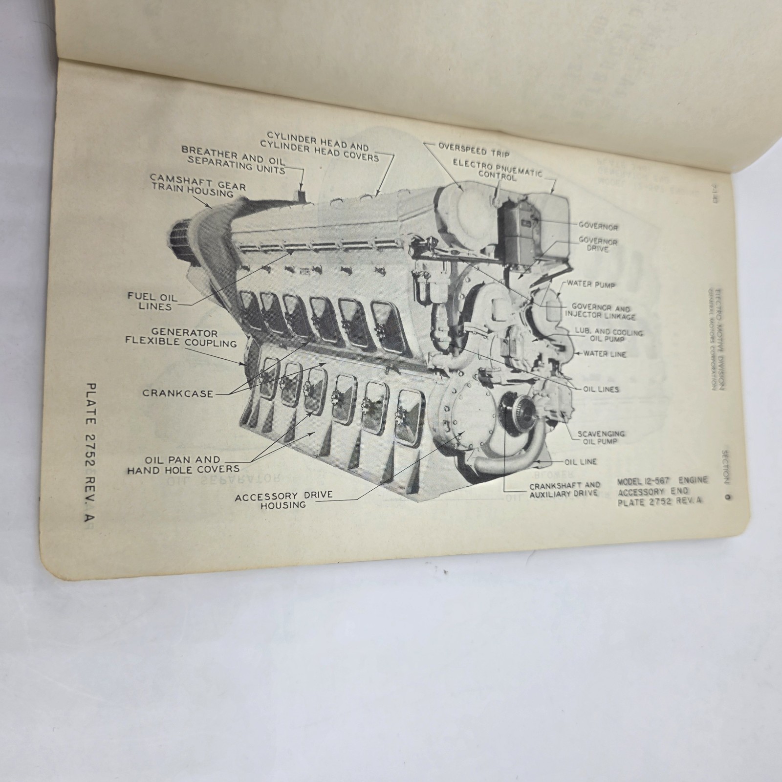 1943 GM Electro-Motive Division 567 Engine Maintenance Manual WWII Locomotive