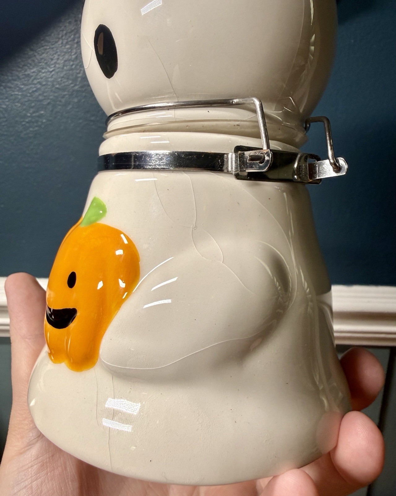 BOSTON WAREHOUSE Halloween GHOST Jar Canister, Ceramic Novelty, READ