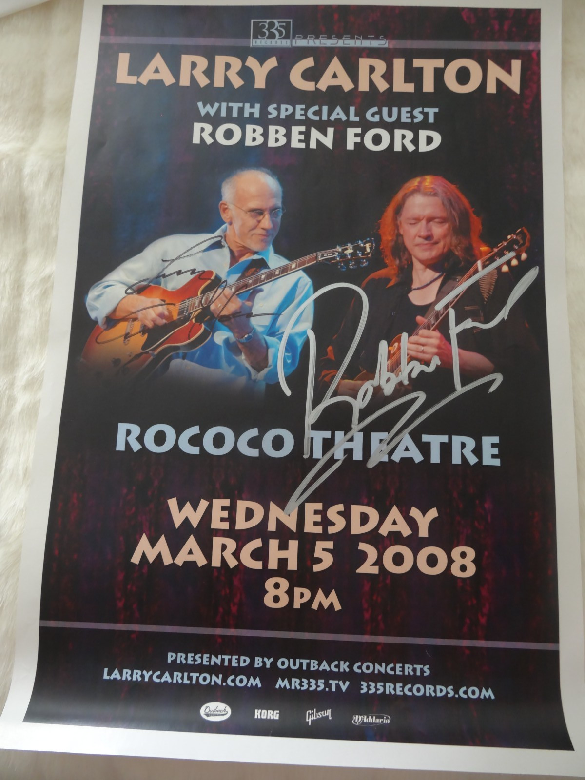 Larry Carlton + Robben Ford Signed Poster Live Mr. 335 Autograph Rare HTF Steely