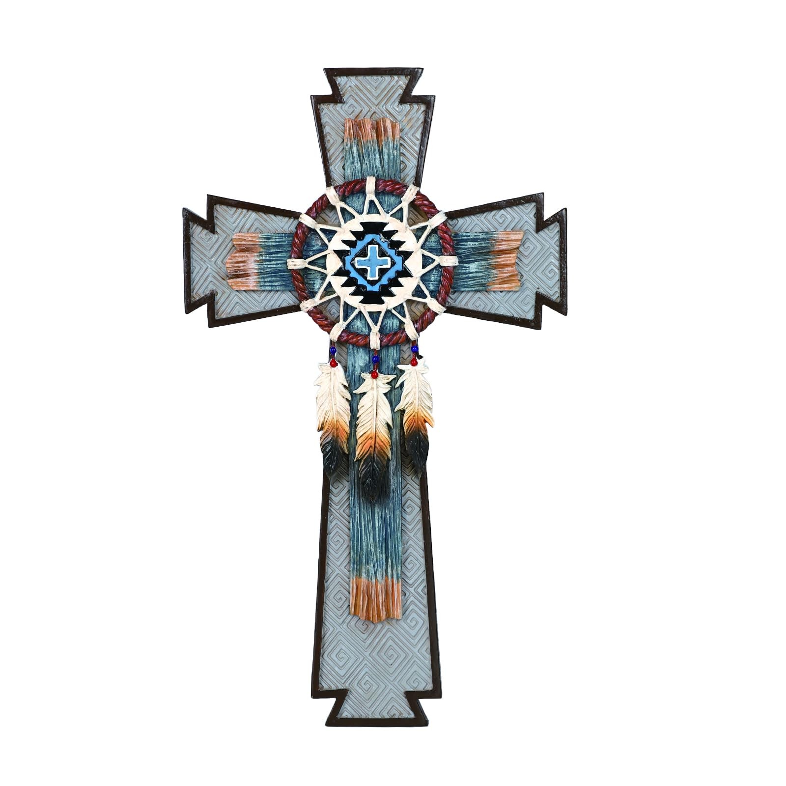 Dream Catcher Wall Cross with Feather for Southwestern Native American Decor,…
