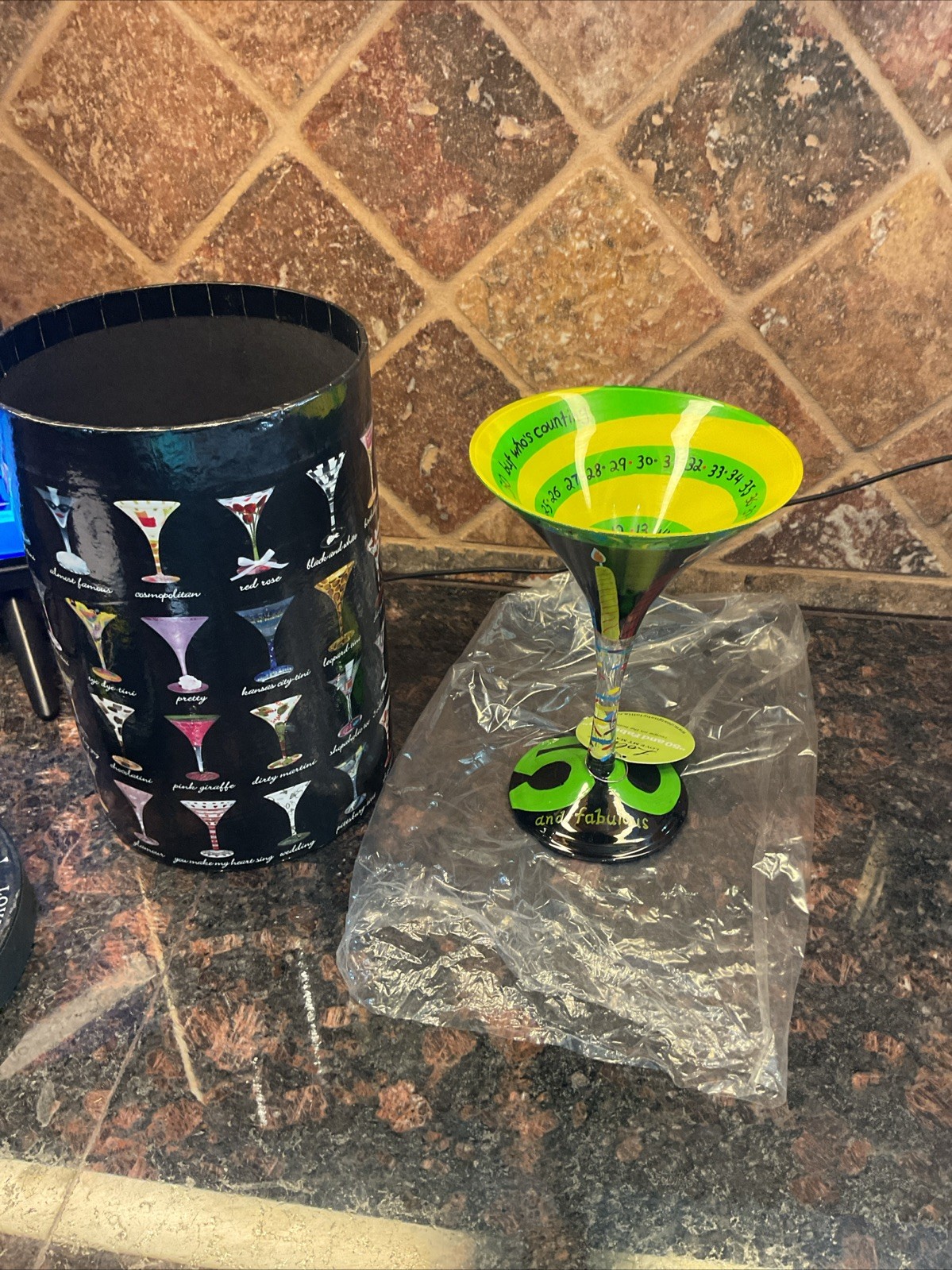 Lolita Hand Painted Birthday Martini Glass “50 and Fabulous”