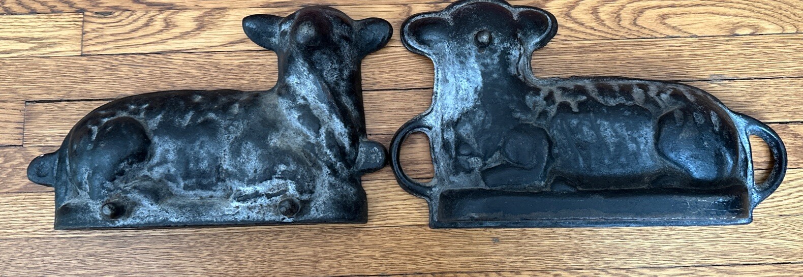 Vintage Cast Iron Lamb Baking Mold Sheep 2 Piece Cake Candy Chocolate Antique