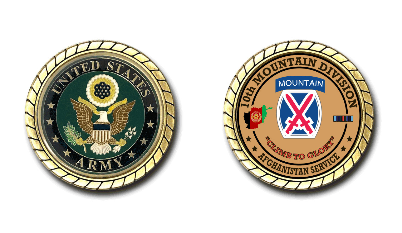 10th Mountain Division Afghanistan Service Challenge Coin Officially Licensed