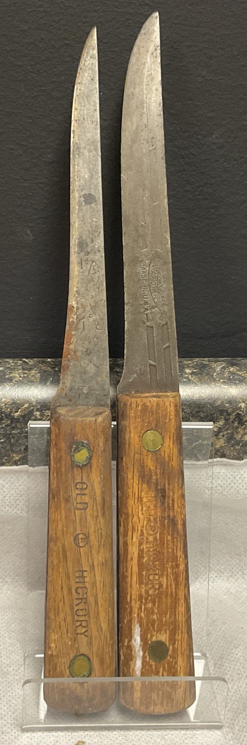 Pair of 2 Old Hickory Kitchen Knives Tru-Edge Ontario Knife Co. Made In USA