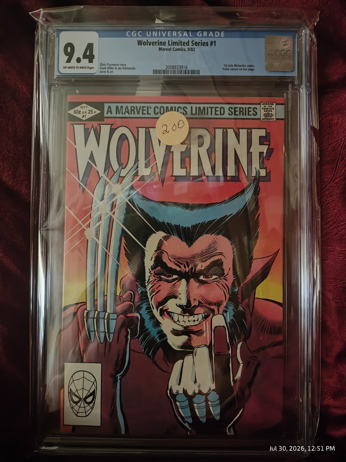 Wolverine Limited Series #1 CGC 9.4 Off-White to White Pages Marvel 1982 NM