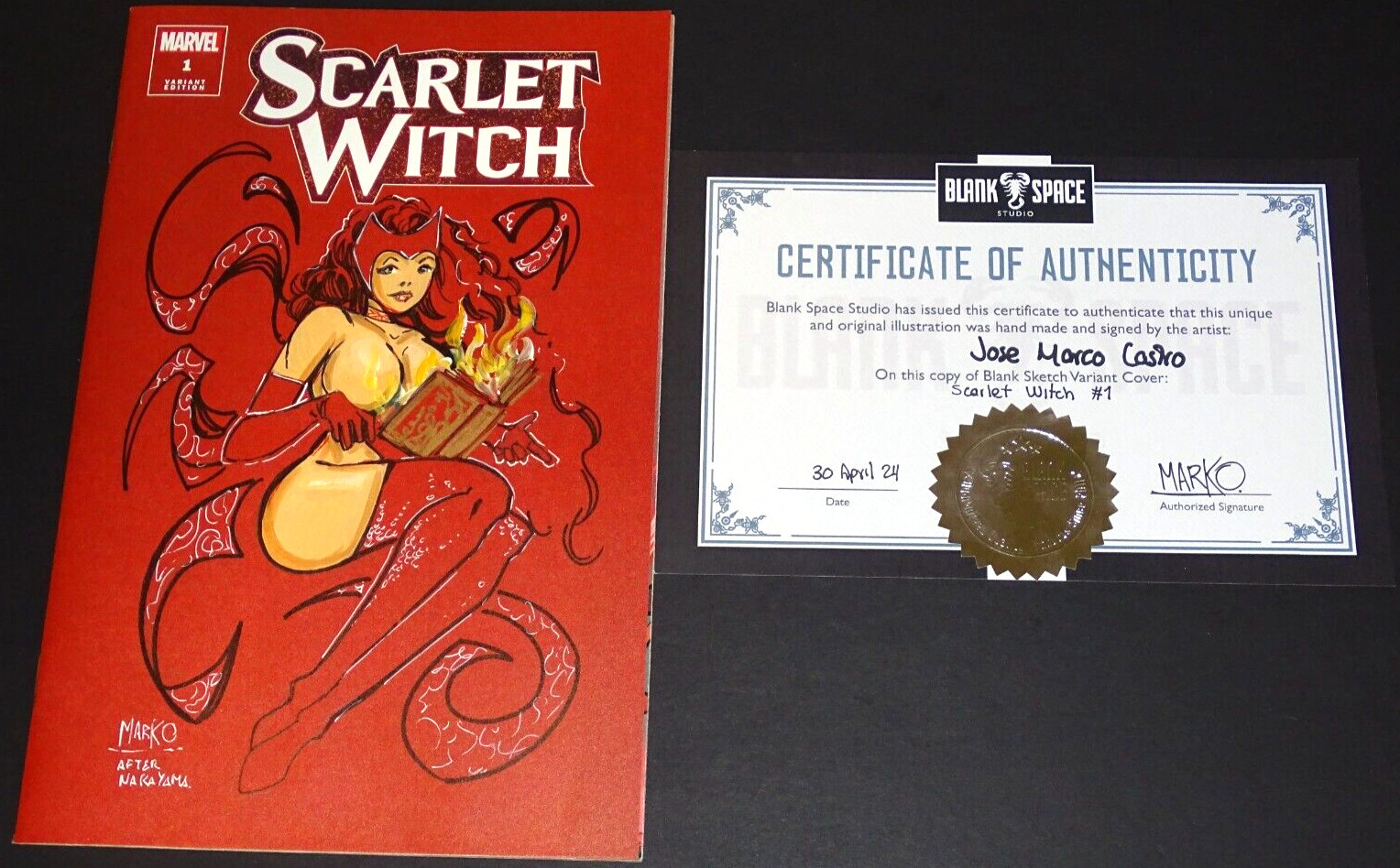 SCARLET WITCH #1 CUSTOM SKETCH ART (2023 MARVEL) ORIGINAL ART.