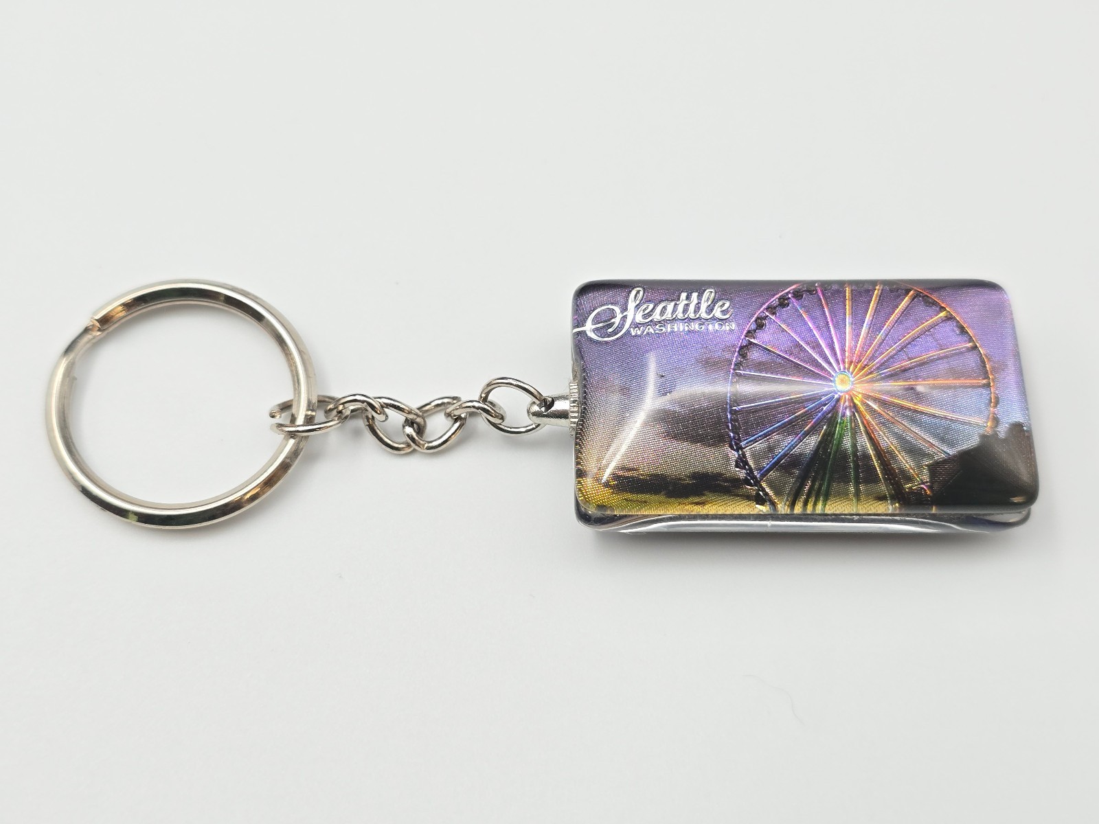 Keychain – 3D Effect Seattle Washington Great Wheel Travel Souvenir