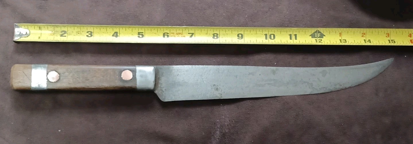 Antique / Vintage Handmade Carbon Steel 10″ Butcher / Carving Knife, Unbranded
