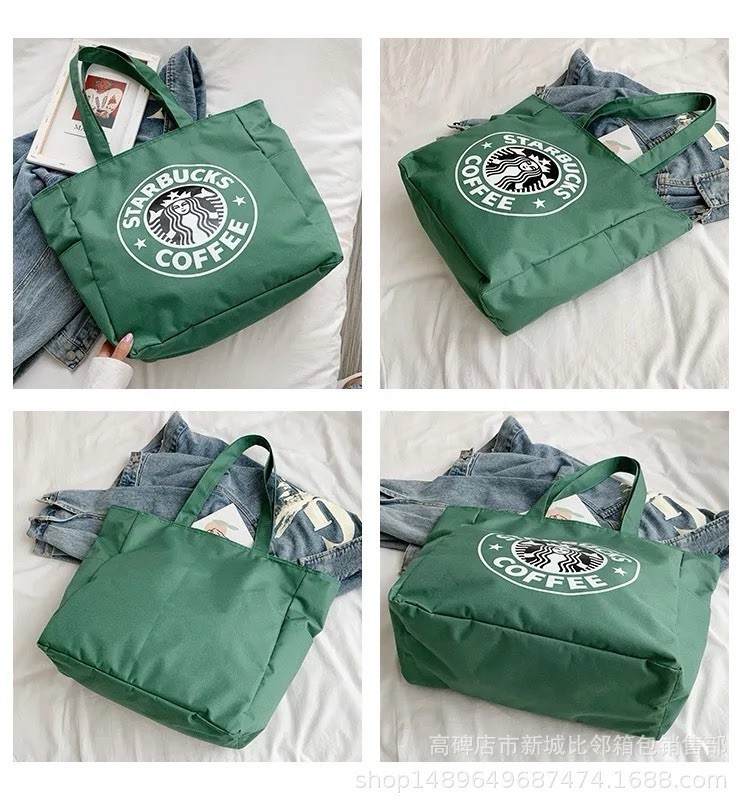 Starbucks Tote Bag Green Black Coffee & Tea Branded Merchandise