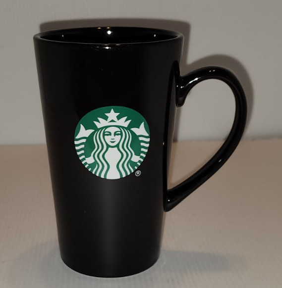 Starbucks 14 oz mug 6 inches tall excellent shape. black with logo. No Lid
