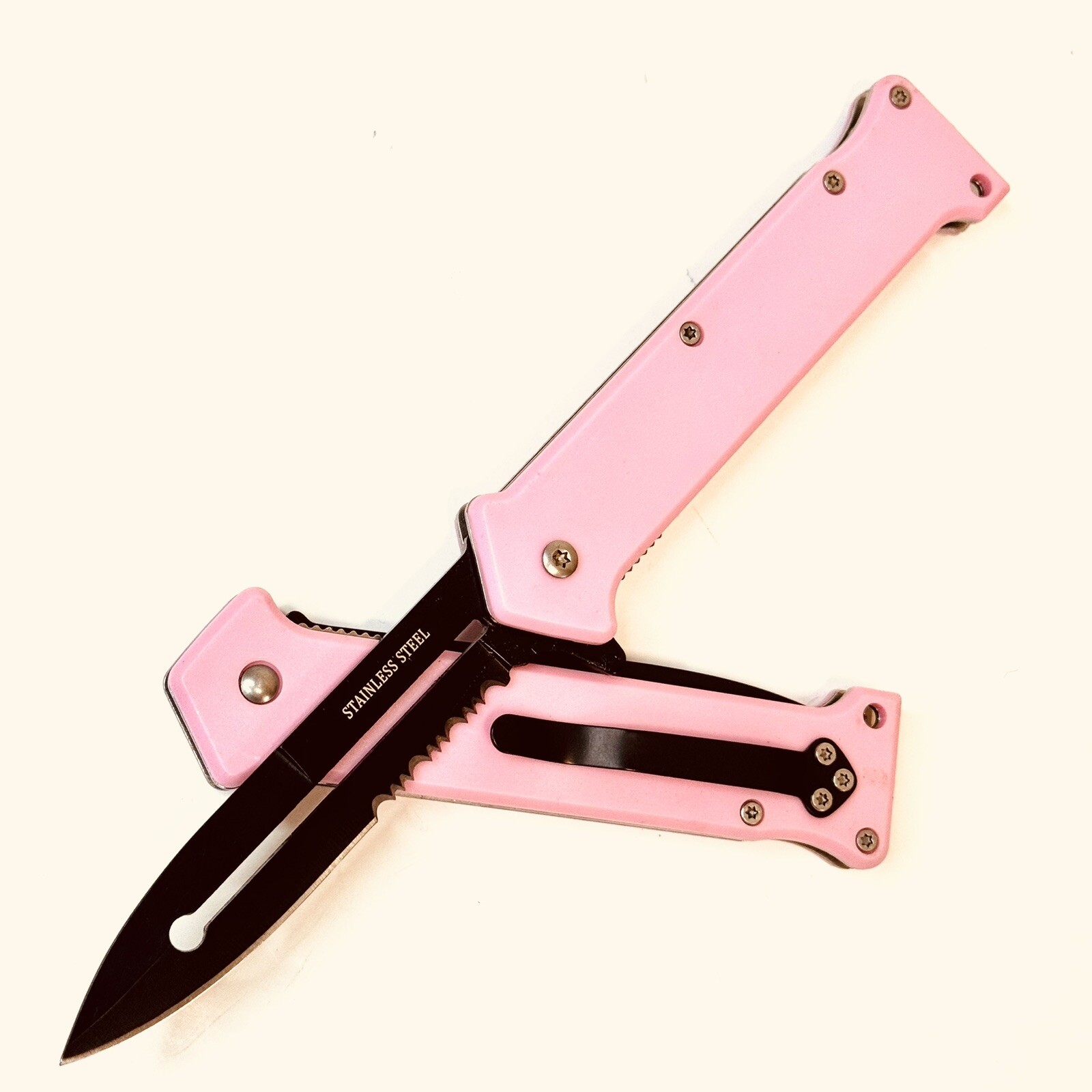 8″ Pink Joker Spring Assisted EDC Folding Super Pocket Knife