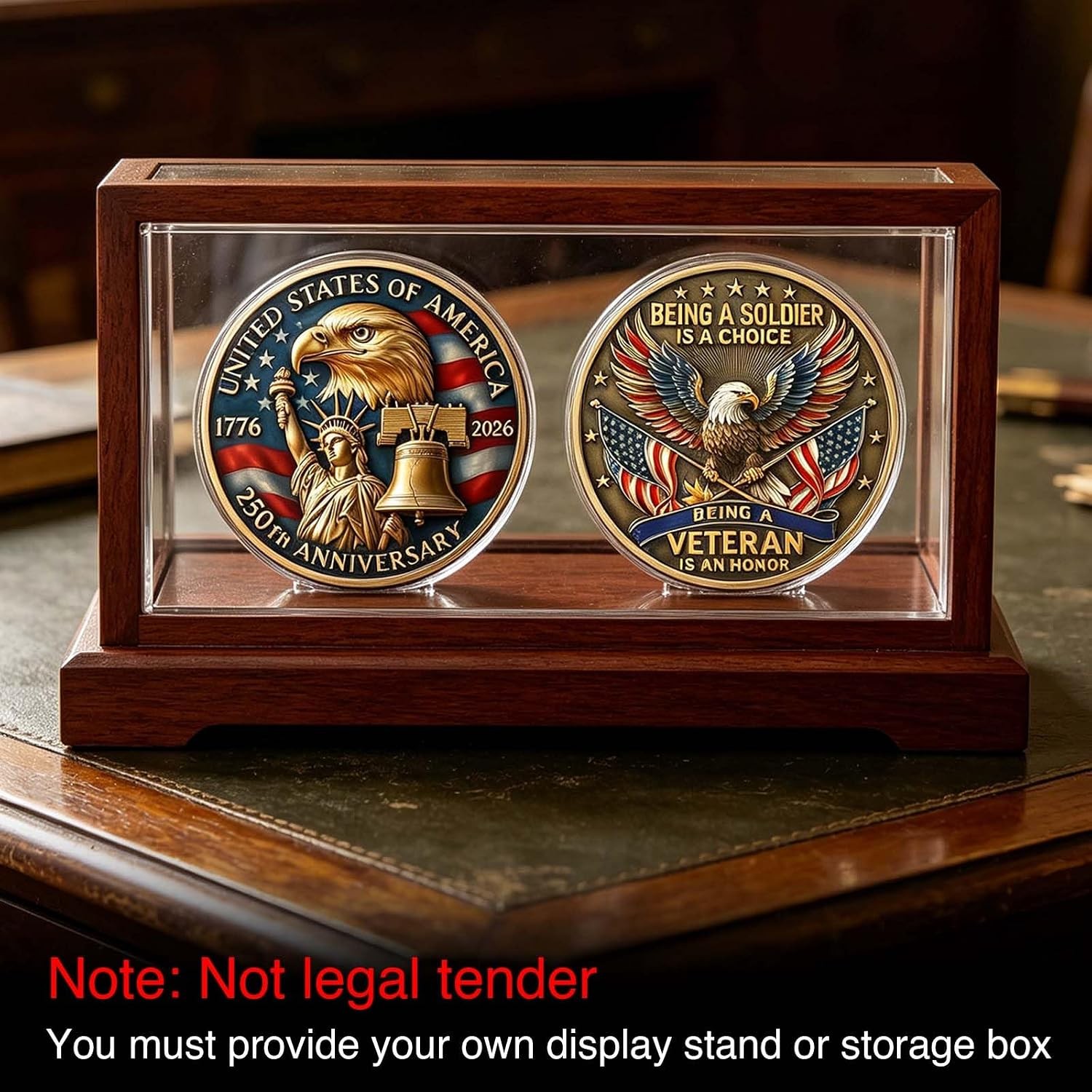 USA 250th Anniversary Veteran Eagle Commemorative Coin Set 1776-2026 2 Pcs