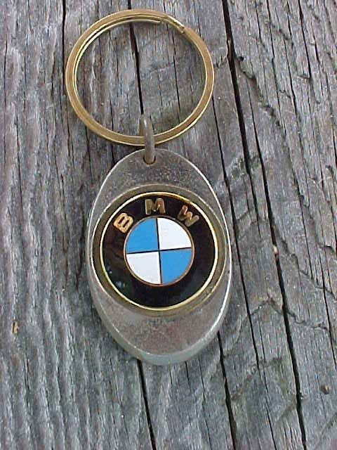VINTAGE BMW LOGO SOLID BRASS KEY CHAIN USED RUSTIC GOLD HARDWARE SCARCE USA