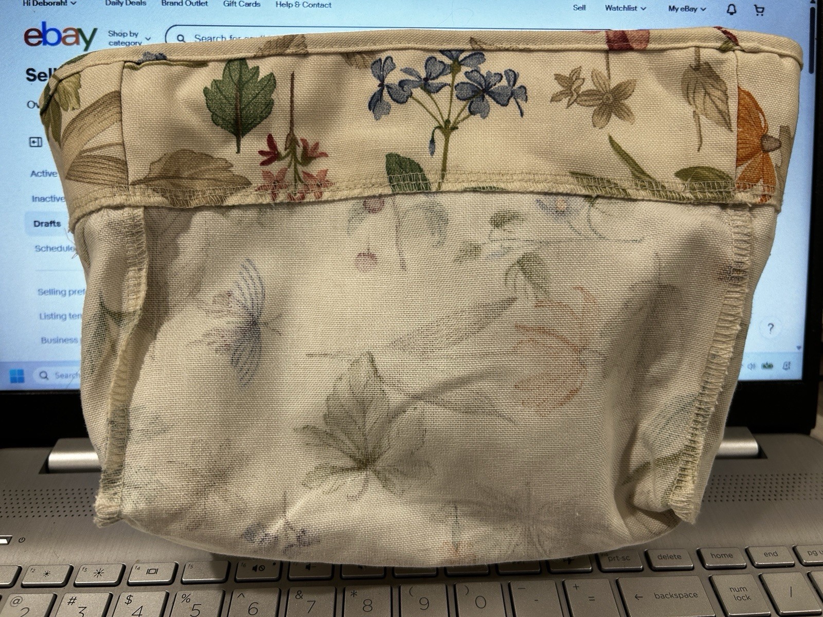 Longaberger Shoulder Purse Basket Liner Botanical Fields Floral Fabric