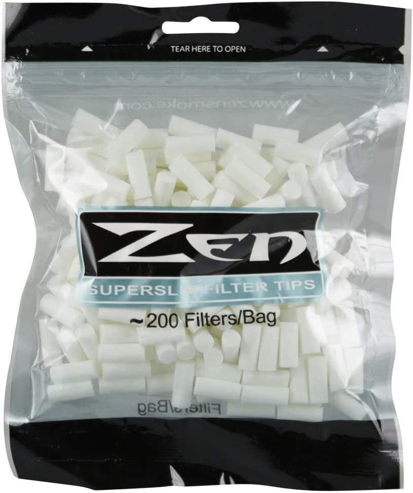 Zen Super Slim Hand Rolled Cigarette Filter Plug Tips 6mm – Bag of 200 – 6001