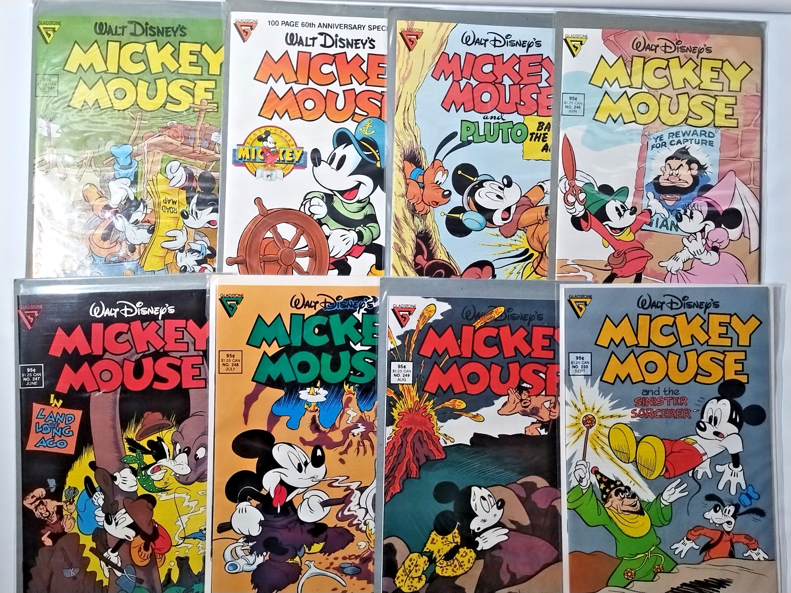 MICKEY MOUSE Gladstone comics lot (8) #243 244 245 246 247 248 249 250 VF to NM