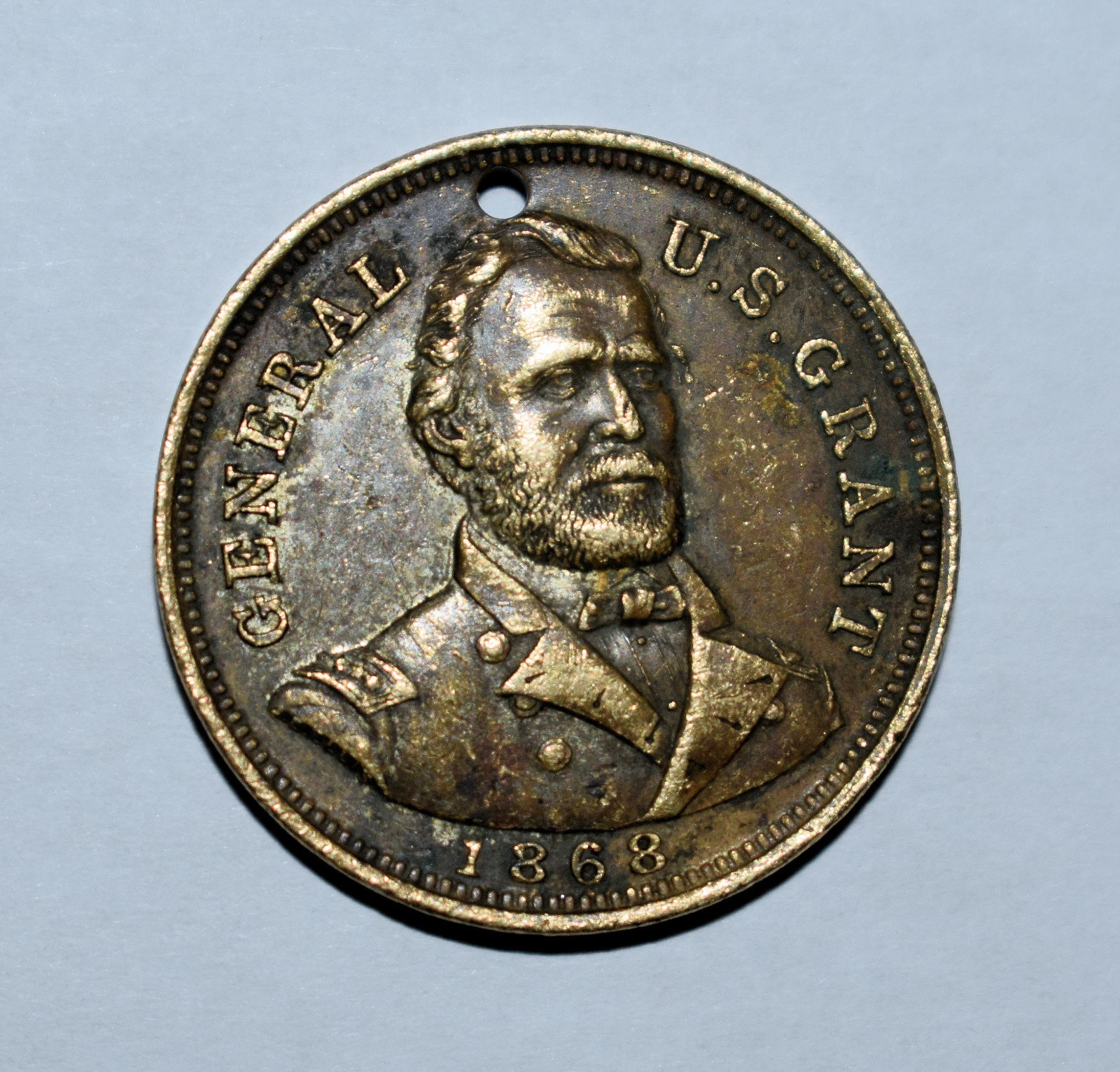 135u. US GRANT CAMPAIGN MEDAL, 1868 I WILL FIGHT IT OUT IF IT TAKES ALL SUMMER!
